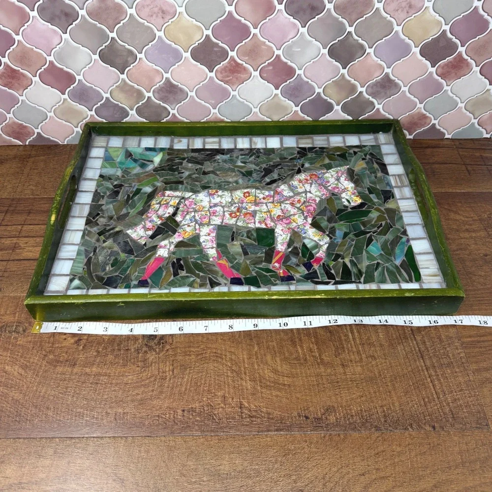 Debby Locke‎ Handcrafted Pisquette Mosaic Horse Tray